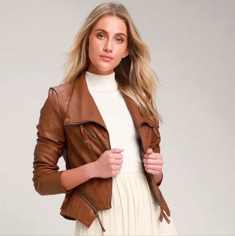 Lulus Up On Sunday Camel Vegan Leather Jacket